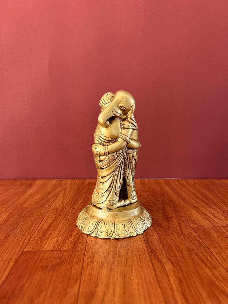 Mridaya Brass Ganesha Statue | 19 Cm Hugging Ganesh Statue | Housewarming Gift | Hindu Wedding Gift | Elephant God Statue